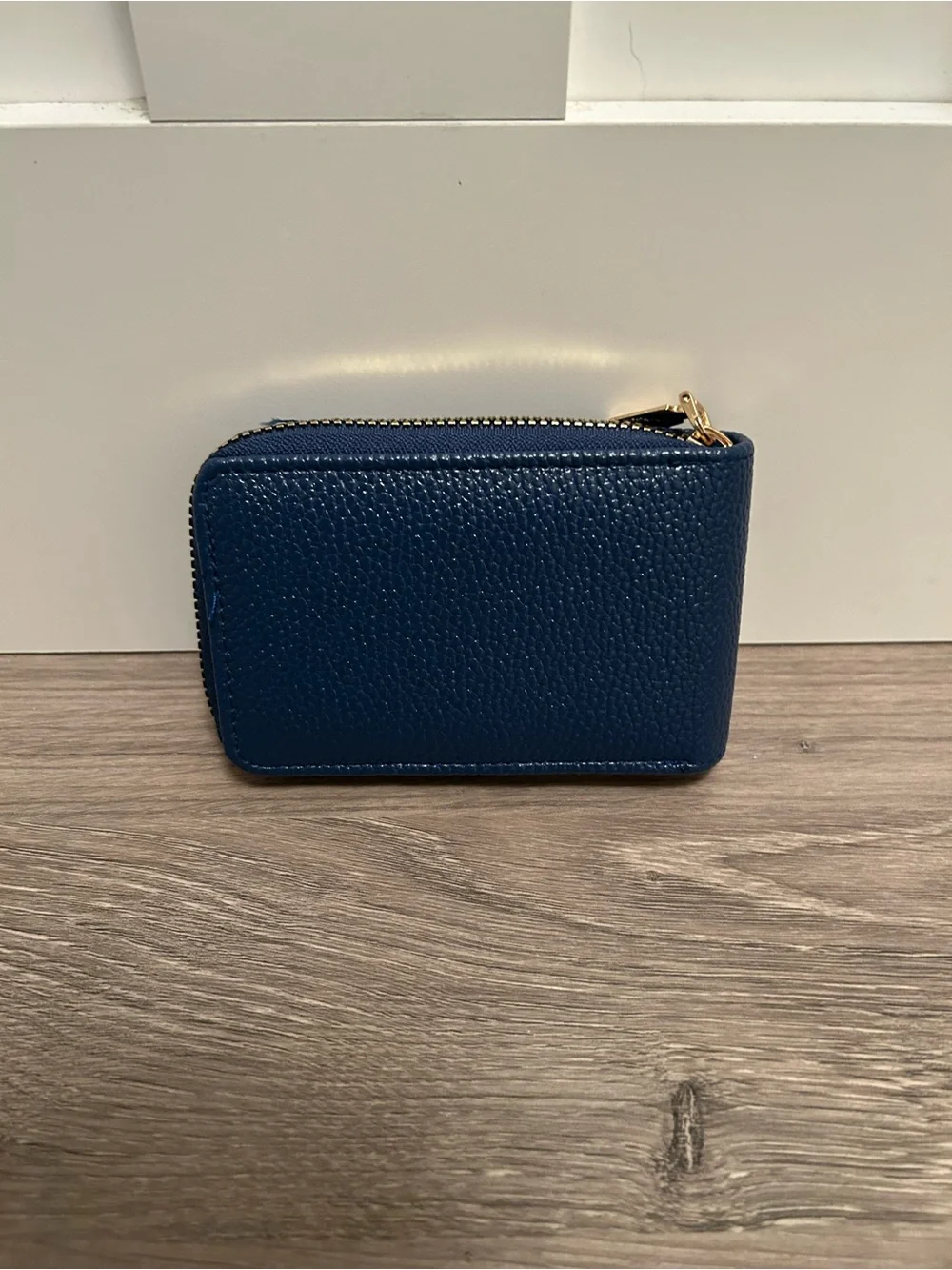 Women’s Navy Leather Card Holder Wallet with ID Window